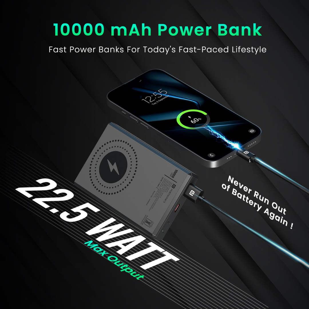 Portronics Luxcell MagClick 10k 10000 mAh 15W Magnetic Wireless Fast Charging Power