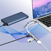 Zoook Type c to USB 3.0 hub/4 port/1 USB 3.0 port/3 USB 2.0 port/Free usb convertor/ iU43 USB Hub  (Grey)