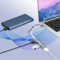 Zoook Type c to USB 3.0 hub/4 port/1 USB 3.0 port/3 USB 2.0 port/Free usb convertor/ iU43 USB Hub (Grey)