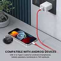 Portronics Konnect Dash Pro 80w Usb to Type C Charging Cable with 6amp Output, 480 Mbps Data Sync, 1m Length, Supports Fast (Red)
