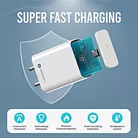 Portronics Adapto 25 Pro 25W Fast Charging Type C Adapter with Type C Charging Cable