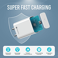 Portronics Adapto 25 Pro 25W Fast Charging Type C Adapter with Type C Charging Cable