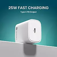 Portronics Adapto 25 Plus 25W Type C PD  (White)Superfast Slim Mobile Charging Adaptor,GaN Technology