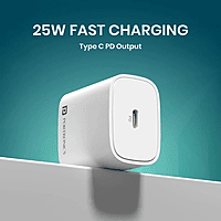 Portronics Adapto 25 Plus 25W Type C PD  (White)Superfast Slim Mobile Charging Adaptor,GaN Technology