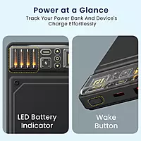 Portronics Luxcell C 10K mAh 22.5W Fast Charging Power Bank, Ultra Slim Power Bank with Mach USB-A Output, Type C PD Output, Type C Input, LED Indicator, Wake Up Button (Black)