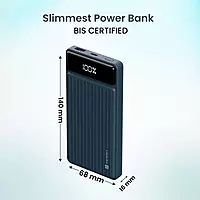 Portronics Luxcell B 10K (Dark Blue)mAh 22.5W Fast Charging Power Bank, Ultra Slim Power Bank with Mach USB-A Output, Type C PD Output, Type C Input, Wake Up Button