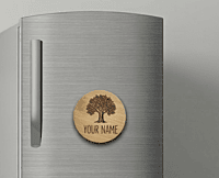 Bamboo Fridge Magnet, No 7, Round, 6 cm