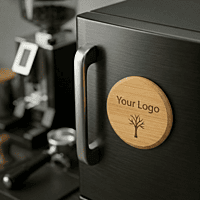 Bamboo Fridge Magnet, No 9, Round, 4.5 cm