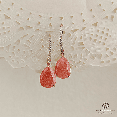 Handcrafted Teardrop Gemstone Earrings in Sterling Silver: Peach