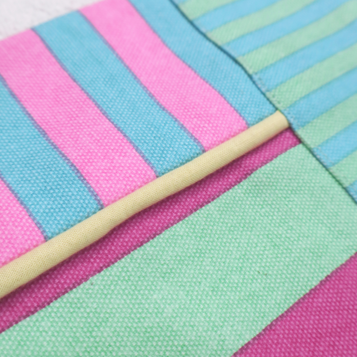 Stylish Striped Tote Bag with Inner Pocket - Pink and Blue Combo