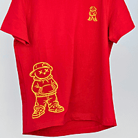 Unisex Red Savage Bear Embroidered Crew Neck Tee