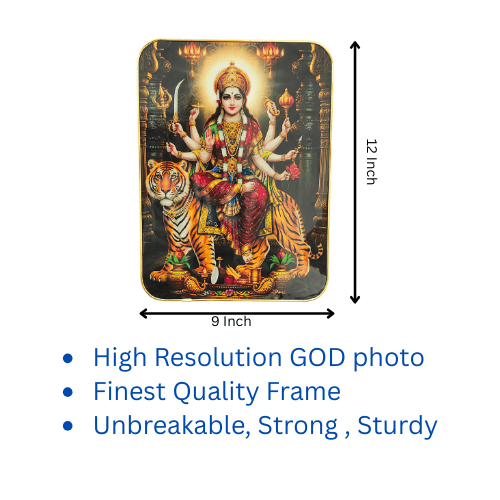 Divine Durga Maa Crystal Finish Plaque – Premium Wall Art