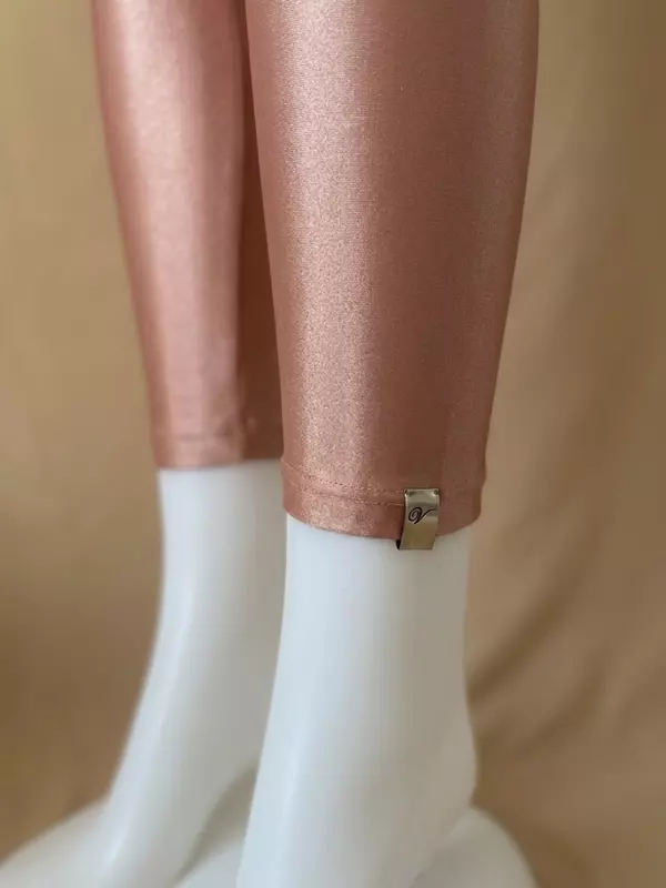 Women Rose Gold Shimmer Leggings