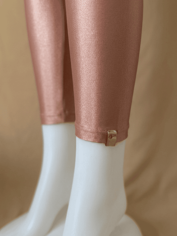 Women Rose Gold Shimmer Leggings