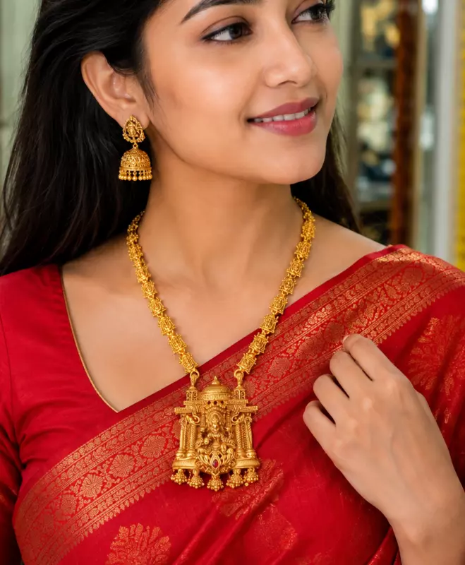 371-Haram Necklace with Jhumka Earrings