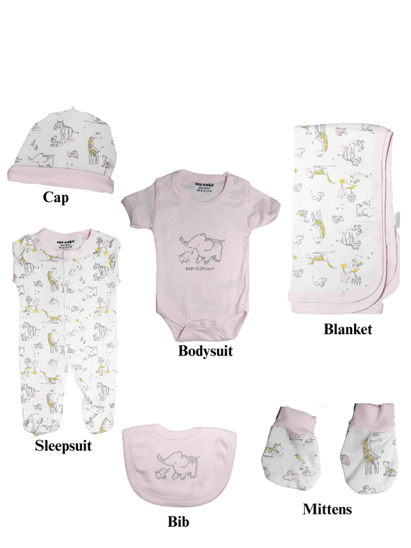 LittleToons Premium Cotton 6-Piece New-Born Baby Clothes Gift Set