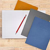 Janrax 9x7"" Yellow 80 Page Feint Ruled with Margin Exercise Book WF Paper with 225gsm Manilla Cover