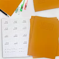 Janrax A4 Orange 80 Page 7mm Squared Paper Exercise Book WF Paper with 225gsm Manilla Cover