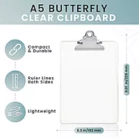 Clear A5 Clipboard with Butterfly Clip with Ruled Side