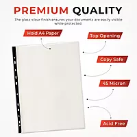 Pack of 25 A4 Punched Pockets with Assorted Coloured Reinforced Strip