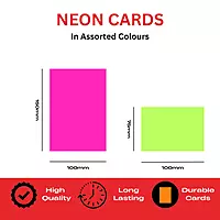 Pack of 40 Assorted Coloured Neon Fluorescent Rectangle Shape 100 x 75mm