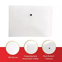 Pack of 20 Janrax A3 Clear Document Wallets - Button Stud Folder