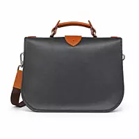 Cambridge Genuine Leather Medium Satchel Messenger Bag Green & Tan