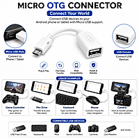 USB OTG Cable, Adapter, Connector, Fast Charging, Data Transfer, Compatible with Laptops, Tablets, Smartphone and Chargers USB OTG Cable, Adapter, Connector, Fast Charging, Data Transfer, Compatible with Laptops, Tablets, Smartphone and Chargers