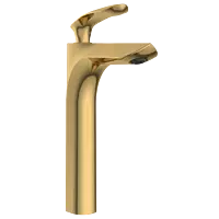 KA-GG-3128 Single Lever Tall Basin Mixer With Braided Hoses (Table Mounted Model) (Gold)