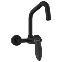 KA-MB-3143 Single Lever Sink Mixer With Swinging Spout With Connecting Legs With Wall Flange (Wall Mounted Model) (Matt Black)