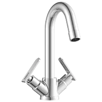 IX-2815 Center Hole Basin Mixer With Swinging Spout With Braided Hoses (Table Mounted Model)