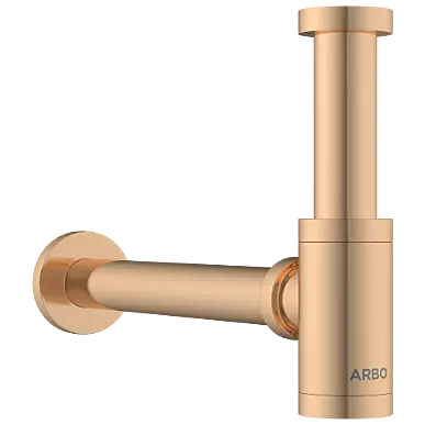 AC-RG-36 Brass Round Bottle Trap With Long Wall Connection Pipe & Wall Flange