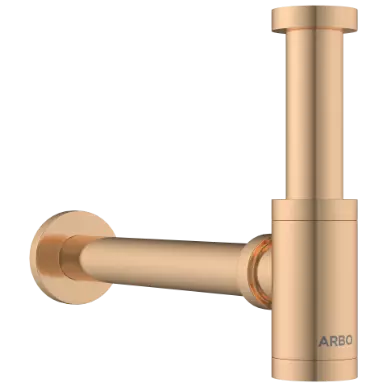 AC-RG-36 Brass Round Bottle Trap With Long Wall Connection Pipe & Wall Flange