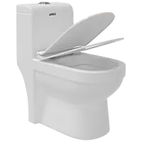 OPC-27211PP Lexus Siphonic One Piece Closet S Trap (9" Inch) With Soft Close Seat Cover With Hinges, Fixing Accessories Set and Accessories Set, Cistern Fittings