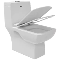 OPC-23111PP Solo Washdown One Piece Closet S Trap (9" Inch) With Soft Close Seat Cover, Hinges, Fixing Accessories Set and Accessories Set, Cistern Fittings