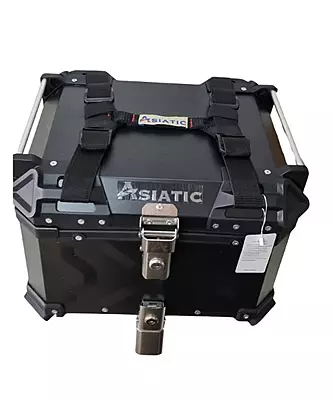 Asiatic Aluminium Top Box 55L with Backrest - Black Asiatic Aluminium Top Box 55L with Backrest - Black