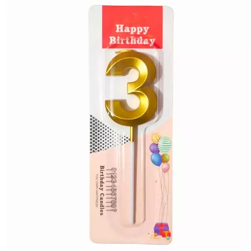 Number 3 Metallic Party Candle