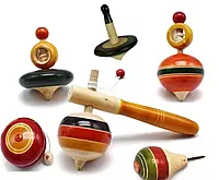 Channapatna Wooden Spinning Tops Toy Set of 6