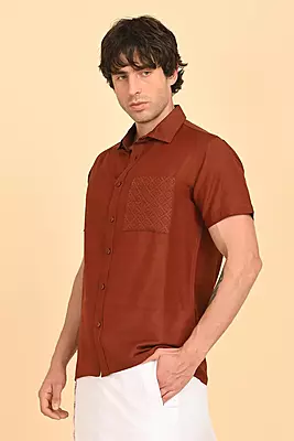 Men Short Sleeve Ethnic Shirt