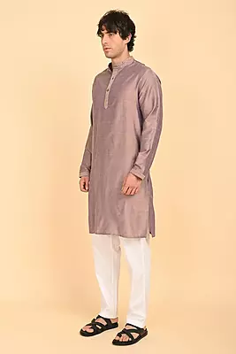 Men Ethnic Embroidered Long Kurta - Maroon