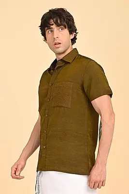Men Short Sleeve Ethnic Shirt - Green