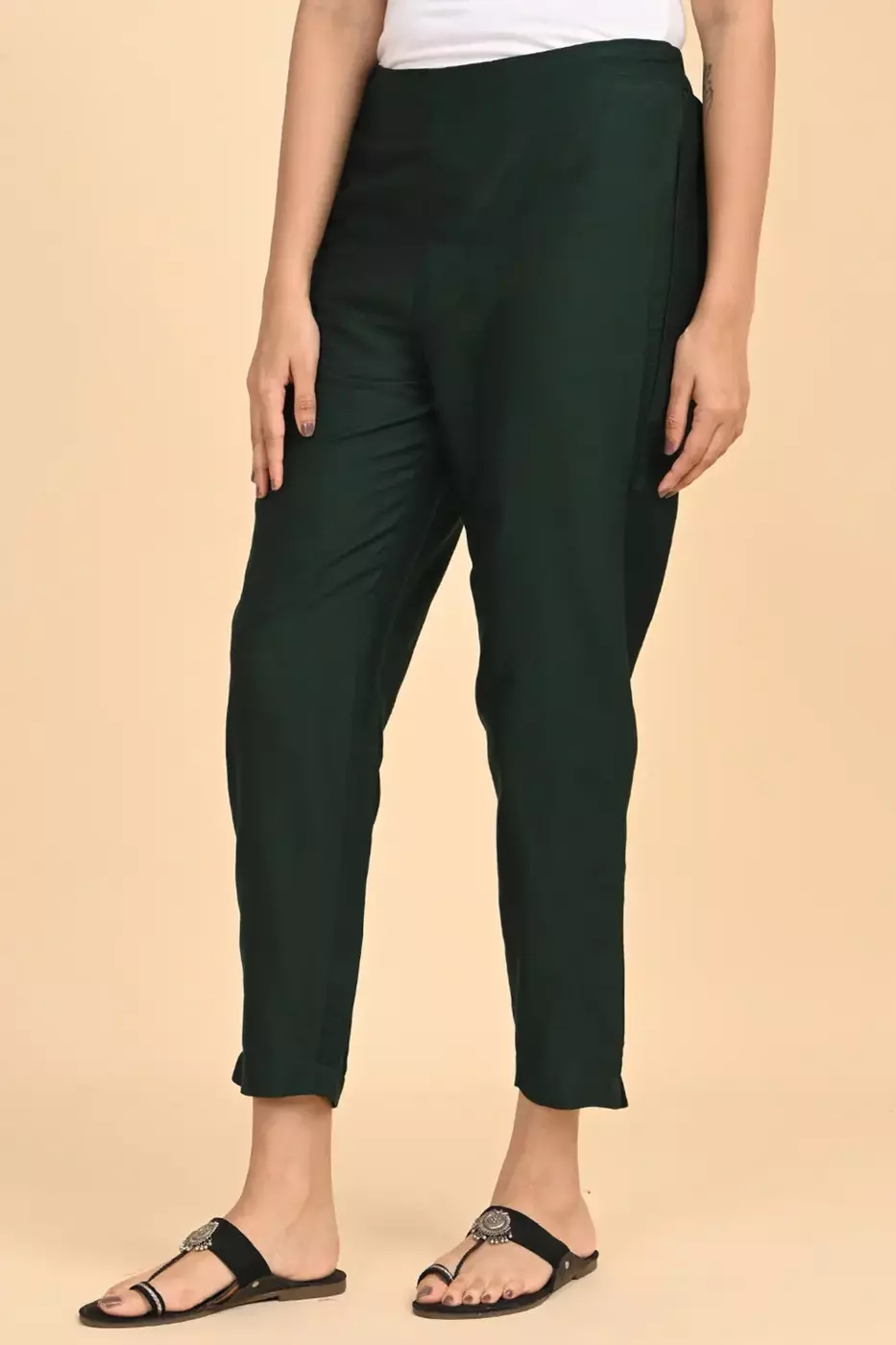 Women's Ethnic Trousers - Dark Green