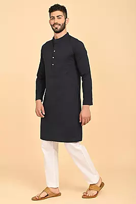 Men's Long Kurta - Navy