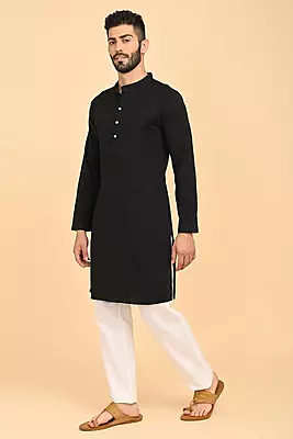 Men's Long Kurta - Black