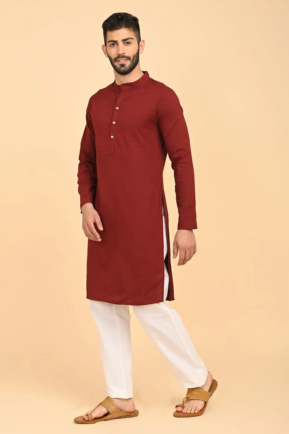 Men's Long Kurta - Maroon