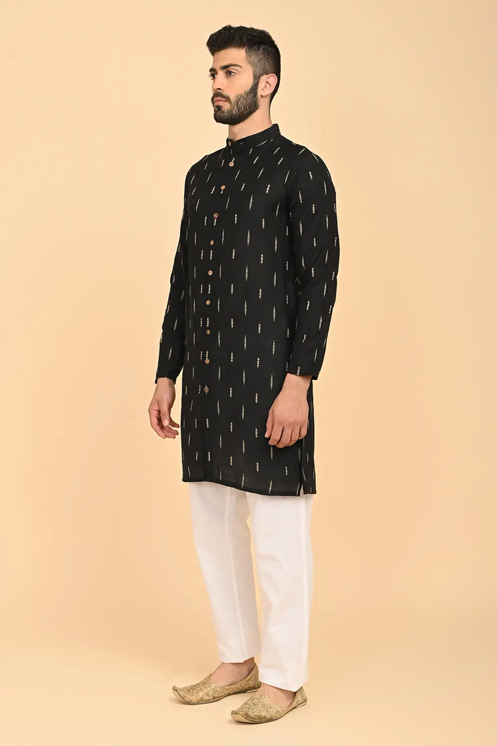 Men's Jacquard Full Open Long Kurta