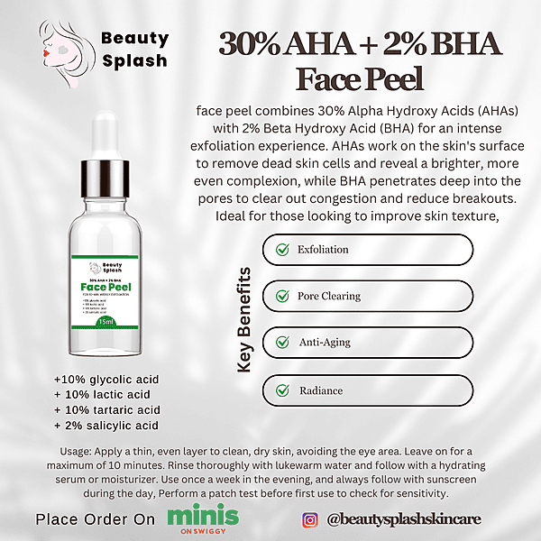 Radiant Skin in 10 Minutes: Face Peel with 30% AHA + 2% BHA for Weekly Exfoliation