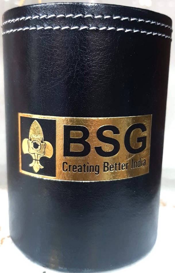 Pen Stand Leather With BSG Logo printed