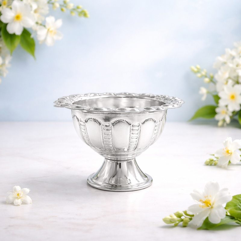 Sterling Silver Chandan Pela/Bowl | Traditional Silver Sandalwood Paste Cup for Pooja & Temple Use