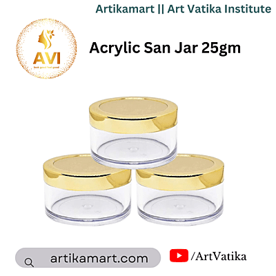 Acrylic San Jar + White Inner + GOLDEN Cap - 25g Acrylic San Jar + White Inner + GOLDEN Cap - 25g